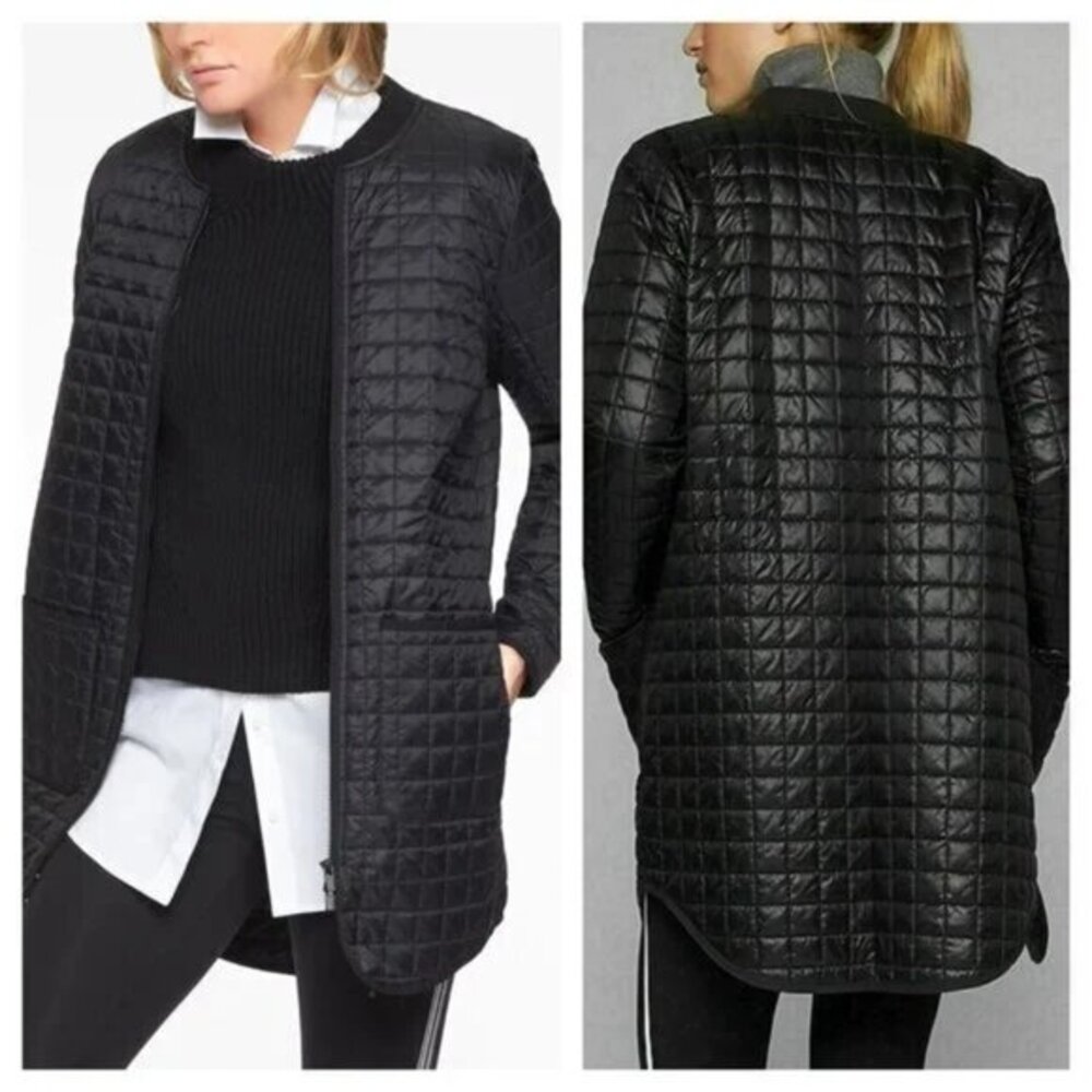 Athleta Recycled Grandview PrimaLoft Shell Quilted Jacket Coat LP Black